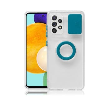 Противоударный чехол Sliding Camera with Ring Holder для Samsung Galaxy A33 5G  - прозрачно- зеленый