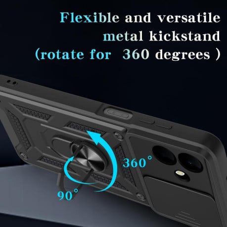 Чохол із шторкою на камери Sliding Camshield та кишенькою для карток на Samsung Galaxy A07 4G - сріблястий