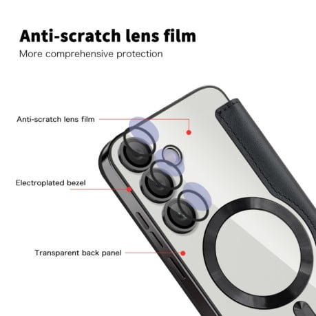 Чохол-книжка Shield MagSafe RFID Anti-theft Leather для Samsung Galaxy S24 FE 5G - чорний