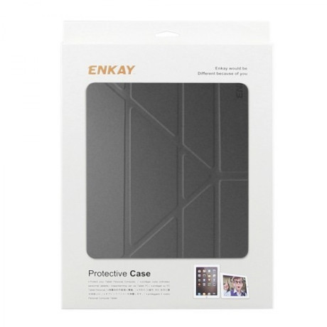 Кожаный Чехол ENKAY Lambskin Texture Silicone Sleep Function черный для iPad Pro 11/Air 10.9 2020