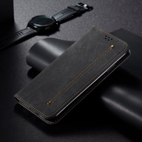 Чохол-книжка з джинсовою тканиною casual на OnePlus Nord CE4 - чорний