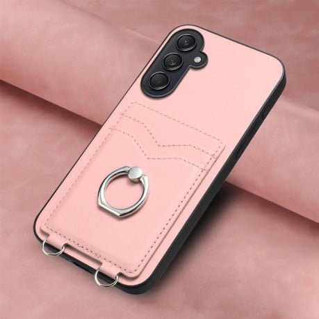 Противоударный чехол R20 Ring Card Holder для Samsung Galaxy M55 / C55 5G - розовый
