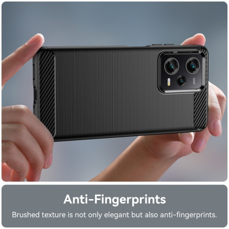 Противоударный чехол Brushed Texture Carbon Fiber на Xiaomi Redmi Note 12 Pro 5G/Poco X5 Pro - черный
