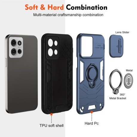 Протиударний чохол Sliding Camshield Ring Holder Motorola Moto G75 - синій