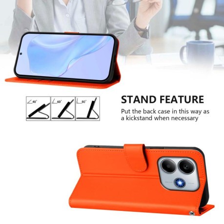 Чехол-книжка Skin Feel Solid Color Leather для Xiaomi Poco M7 Pro 5G - оранжевый