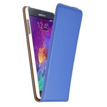 Кожаный флип-чехол на Samsung Galaxy Note 4 N910 голубой