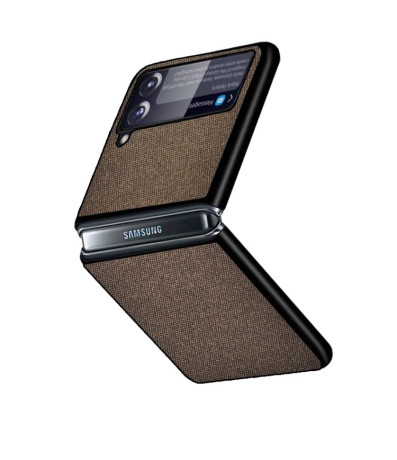 Противоударный чехол Sea Sand Cloth Texture для Samsung Galaxy Z Flip3 5G - коричневый