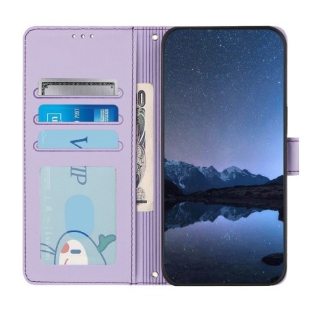 Чехол-книжка Cat Embossing Pattern на Realme GT 7 Pro 5G - фиолетовый