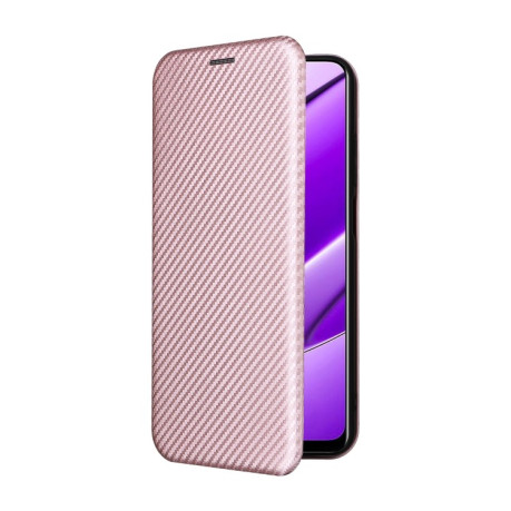Чохол-книжка Carbon Fiber Texture на Realme 11 4G Global - рожевий