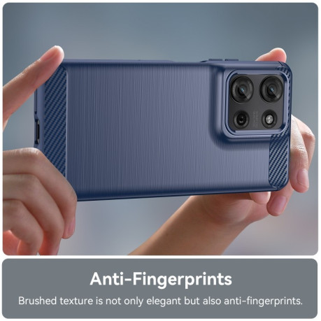 Протиударний чохол Brushed Texture Carbon Fiber на Motorola Moto G75 5G - синій