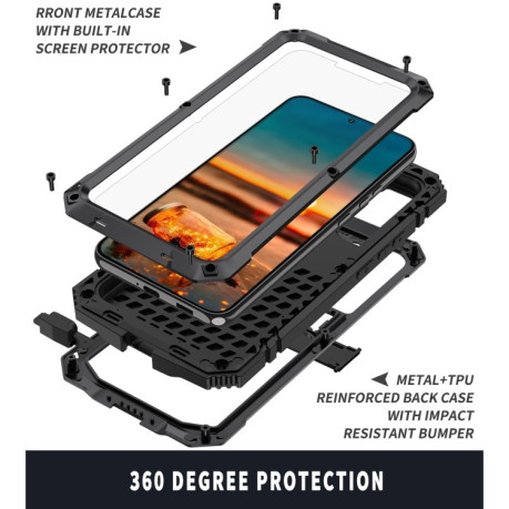 Противоударный металлический чехол R-JUST Dustproof на Samsung Galaxy S22 Plus 5G - черный
