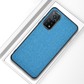 Противоударный чехол Cloth Texture на Xiaomi Mi 10T / 10T Pro - голубой