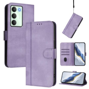 Чехол-книжка Line Splicing эко-кожа Ретро на Realme V70 5G / C75 5G - фиолетовый