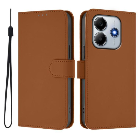 Чехол-книжка Skin Feel Solid Color Leather для Xiaomi Poco M7 Pro 5G - коричневый