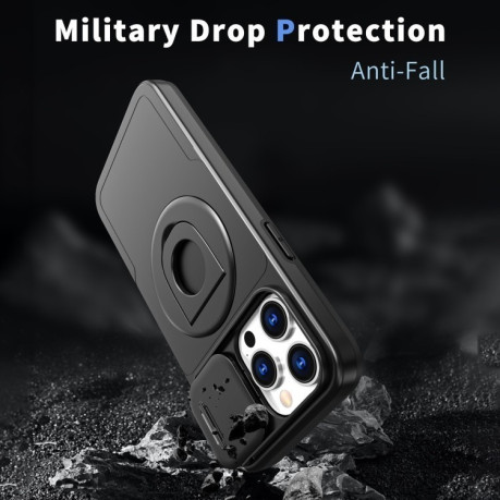 Протиударний чохол Camshield MagSafe Ring Holder Armor для iPhone 15 Pro - чорний