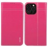 Противоударный чехол GEBEI Top-grain Horizontal Flip Leather для iPhone 16 Pro - пурпурно-красный