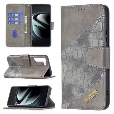 Чохол-книжка Matching Color Crocodile Texture на Samsung Galaxy S22 Plus 5G - сірий