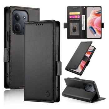 Чохол-книжка Side Buckle Magnetic Frosted Leather на Xiaomi Redmi 15C 5G / 4G EU 173mm / Poco C85 5G - чорний