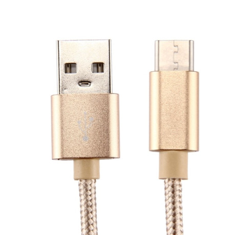 Зарядный кабель Knit Texture USB для USB-C / Type-C Cable Length: 2m, 3A Output - золотой