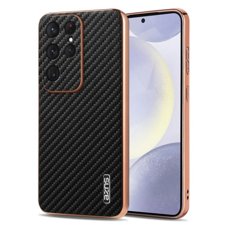 Ударозахисний чохол AZNS Electroplated Edge Carbon Fiber Texture  для Samsung Galaxy S25 Ultra 5G - чорний