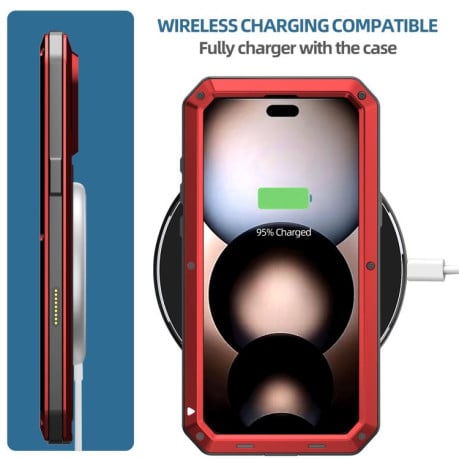 Противоударный чехол RedPepper Triple-proof Metal на iPhone 17 Pro - красный