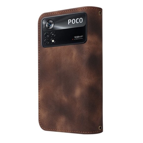Чохол-книжка Multifunctional Card на Xiaomi Poco X4 Pro 5G - коричневий