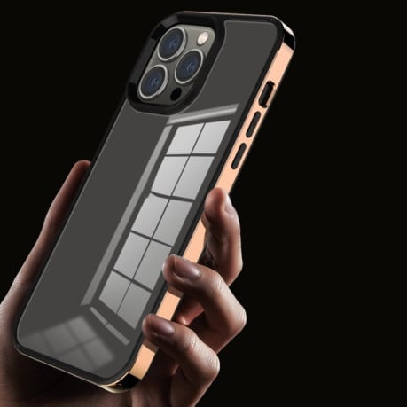 Противоударный чехол 3 in 1 Electroplated Frame Phantom Phone Case For iPhone 14 Pro Max - золотой