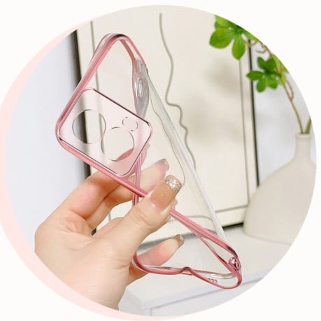 Противоударный чехол Plated Gradient Glitter Butterfly Holder для Motorola Moto G85 - голубой