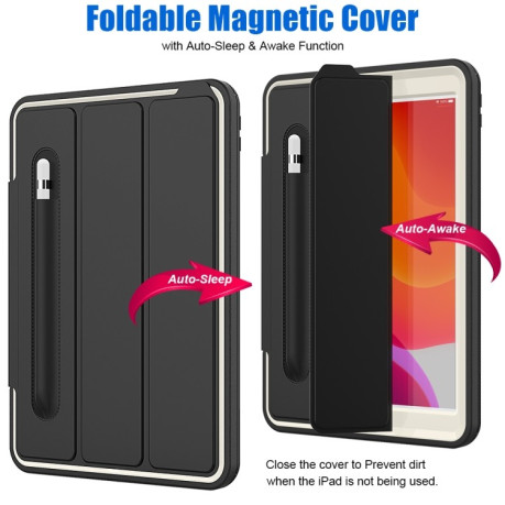 Противоударный чехол Magnetic Horizontal Flip с держателем для стилуса на iPad 9/8/7 10.2 (2019/2020/2021) -серый
