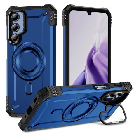 Противоударный чехол MagSafe Lens Holder PC Hybrid TPU для Samsung Galaxy A16 5G - синий