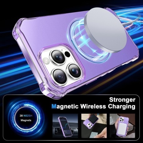 Противоударный чехол Solid Color Wave MagSafe Holder для iPhone 16 Pro Max - фиолетовый