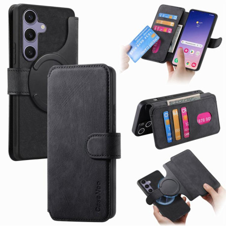 Чехол-книжка CaseNeo MagSafe RFID Anti-theft Retro Leather для Samsung Galaxy S25+ 5G - черный