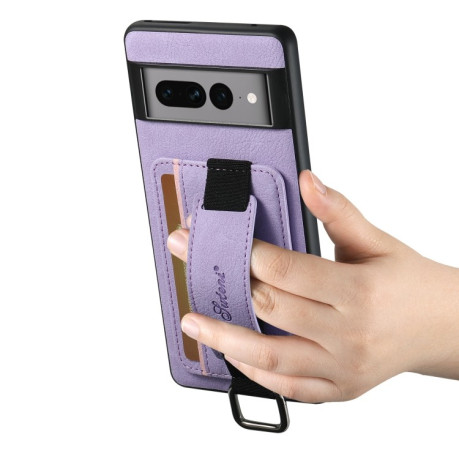 Протиударний чохол Suteni H13 Card Wallet для Google Pixel 8a - фіолетовий