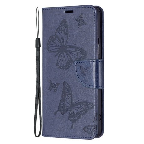 Чехол-книжка Butterflies Pattern на Samsung Galaxy S22 Plus 5G - синий