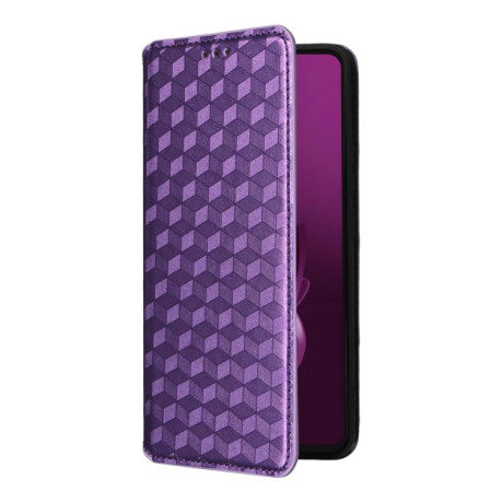 Чехол-книжка Cubic Grid Texture Flip Leather для Xiaomi Poco M7 Pro 5G - фиолетовый