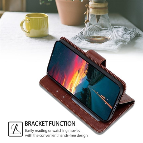 Чехол-книжка Crystal Texture для OPPO Reno12 F/12 FS 5G - коричневый