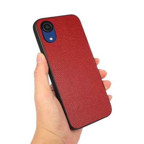 Противоударный чехол Litchi Texture для Samsung Galaxy A03 Core - красный