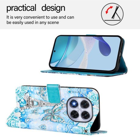 Чехол-книжка Colored Drawing Pattern Plain Weave Leather для Xiaomi Redmi Note 14 Pro 5G/Poco X7 - Butterfly