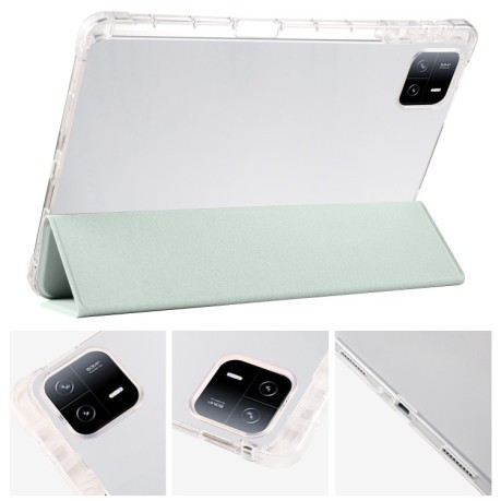 Чехол-книжка 3-fold Clear TPU Smart Leather для Xiaomi Pad 7 / 7 Pro - зеленый