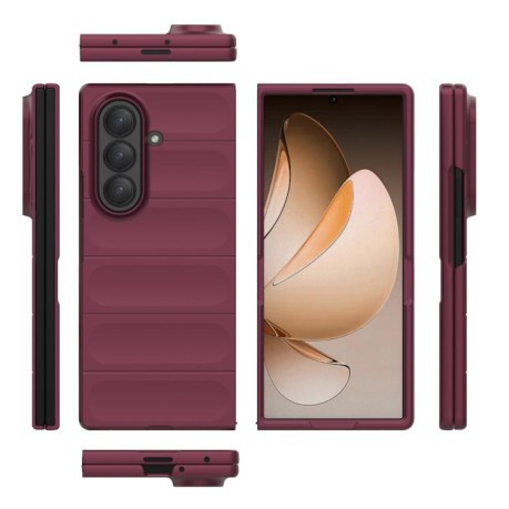 Силиконовый чехол Magic Flannel для Samsung Galaxy Fold 7 5G - винно-красный