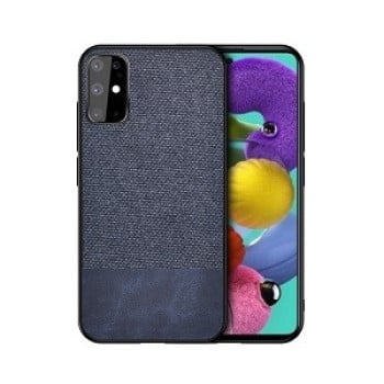 Противоударный чехол  Cloth Texture на  Samsung Galaxy S20-синий