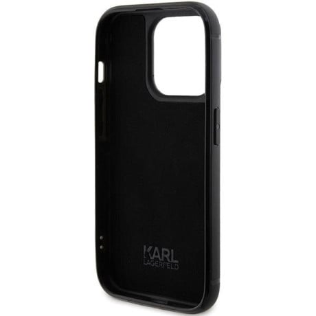 Оригінальний чохол Karl Lagerfeld Rhinestone Logo Metal Plate для iPhone 15 Pro Max - black