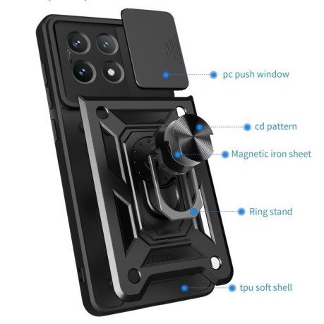 Противоударный чехол Camera Sliding для Xiaomi Poco X6 Pro - зеленый