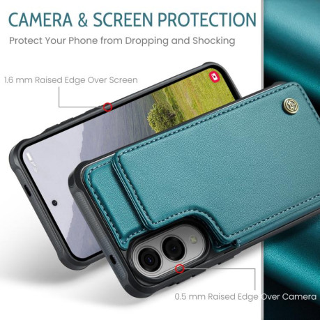 Чехол CaseMe C22 Card Slots Holder RFID Anti-theft для Samsung Galaxy S25 Edge 5G - зеленый