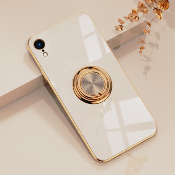 Противоударный чехол 6D Electroplating Full Coverage with Magnetic Ring для iPhone XR - розовый