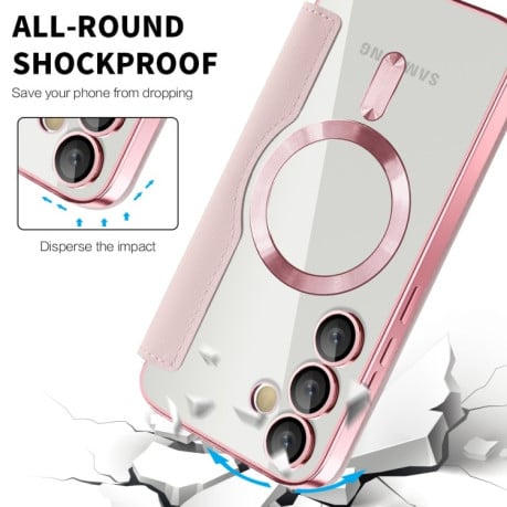 Чохол-книжка Shield MagSafe RFID Anti-theft Leather для Samsung Galaxy S24 FE 5G - рожевий