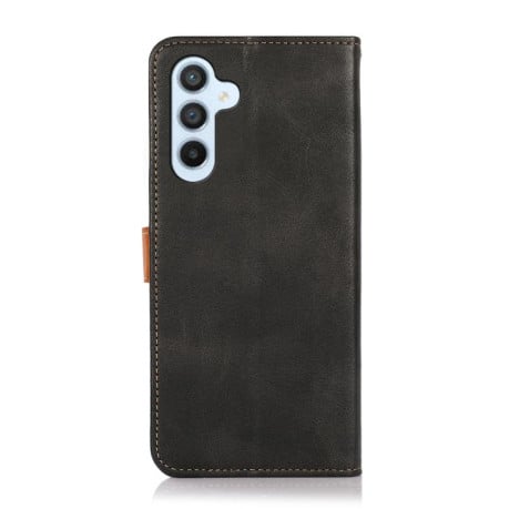 Чохол-книжка KHAZNEH Dual-color Cowhide на Samsung Galaxy S25 FE 5G - чорний