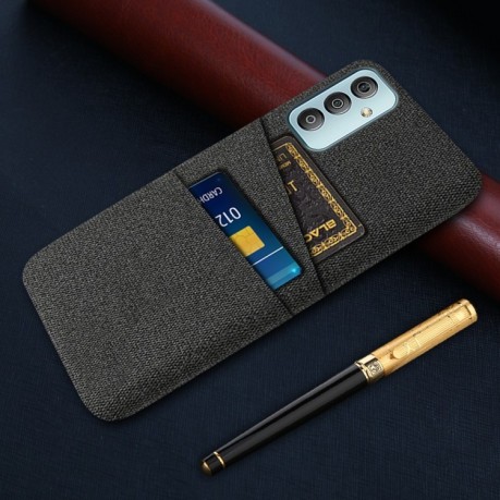 Противоударный чехол Cloth Texture with Dual Card Slots для Samsung Galaxy M23 5G - черный