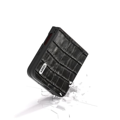 Чохол протиударний ABEEL Crocodile Texture Genuine Leather для Motorola Razr 60 Ultra - чорний