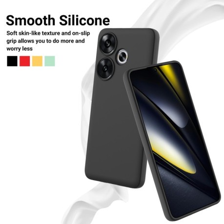 Силиконовый чехол Solid Color Liquid Silicone на Xiaomi Poco F6 - черный